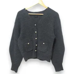 新品同様 24AW Spick & Span スピックアンドスパン パール畦ニットカーディガン グレー レディース 古着 中古 USED
