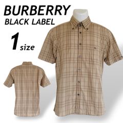BURBERRY BLACK LABEL バーバリー ブラックレーベル メンズ 半袖シャツ 1 ボタンダウン 刺繍ロゴ BMW30-903-43  三陽商会 チェック柄 ベージュ系 (E019)★