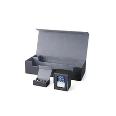 デッキケース トレカケース カードストレージボックス カードケース プレマ ダメカン 収納ケース 「 遊戯王 ポケカ MTG 各種 カードゲーム に使用可能 」 (黒内装灰) 1