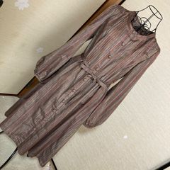 ちゃこ様専用　ご自身の紬のお着物からリメイク　オーダー　前開きピンタックワンピース