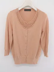 ◇ green label relaxing UNITED ARROWS コットン 長袖 ニット カーディガン サーモンピンク系 レディース P  【中古】 【1209230003082】