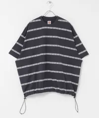 黒 SEE SEE Wool Super Big Flat SS T 9-1】SEE SEE SUPER BIG FLAT REFLECTOR STRIPE TEE【BLACK