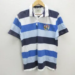 z■カンタベリー/CANTERBURY 半袖ポロシャツ 鹿の子 ボーダー【USA/L】紺青/men's/13【中古】■