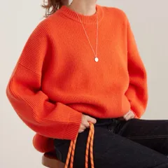 美品 フレームワーク ニット 両畦プルオーバー ウール カシミヤ ネイビー FRAMeWORK（フレームワーク）の「畦変形スリーブプルオーバー