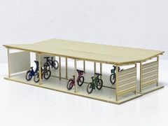 C-07 駐輪場 2棟セット 自転車6台付属 カラーペーパー使用 Nゲージ 1/150
