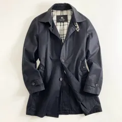 4a17 BURBERRY BLACK LABEL バーバリーブラックレーベル ステンカラーコート ロングコート M ブラック メンズ コットン 上着のサムネイル