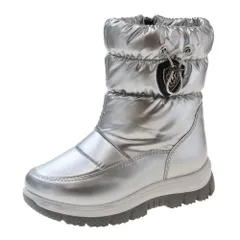 ☆ シルバー ☆ 30(19.5cm) ☆ スノーブーツ キッズ pmysnows05 スノーブーツ キッズ おしゃれ 長靴 キッズブーツ スノー ブーツ 雪遊び こども 子供 通学 通園 雪 遊び 女の子 防寒 あったか ファスナー付き