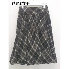 ◇ any SiS エニィスィス チェック 膝下丈 フレア スカート サイズ1 ブラウン ベージュ ホワイト系 レディース  【1109090011084】