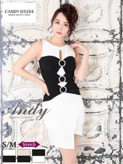 半額以下【SALE】 セール【Andy/アンディ】ストレッチ/ ノースリーブ/ バイカラー/ リボン/ 背中あき/ バストスリット/ タイト/ ミニドレス/ キャバドレス [AN-OK2274]