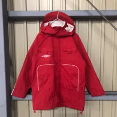 14 UMBRO マウンテンパーカー アンブロ S~ レッド 裏起毛 スポーツウェア ポケットラグラン フード付き 古着卸 アメリカ仕入