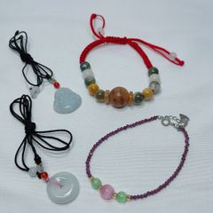 【限定セット】天然翡翠ネックレス/ブレスレット　 4点セット
