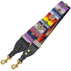 ChristianDior クリスチャンディオール バッグストラップ 付け替え用 ショルダーストラップ 刺繍 レザー キャンバス マルチカラー