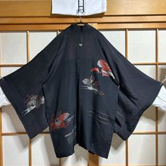 羽織のみ｜黒地に秋草文様の織柄羽織（インナー別売）メンズ着物 和モダン 和洋ミックス ビッグシルエット