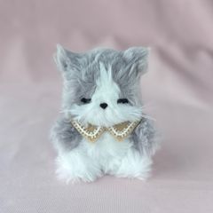 グレー 猫 ねこ ぬいぐるみ ハンドメイド 作家 アートドール