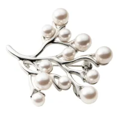 【シルバー×ワンサイズ】[Cream dot. クリームドット公式] ブローチ フォーマル 卒業式 卒園式 入学式 入園式 ママスーツ コサージュ パール キュービックジルコニア ビジュー 枝 ツリー ピン 華やか 大人 上品 エレガント カジュアル  