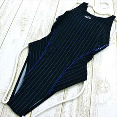 SE2-X16☆arenaアリーナ競泳水着 L ストライプ 黒 青 再帰反射 スタイリッシュ シンプル クール オープンバック レディース 練習用水着 フィットネスジムプール ワンピース■