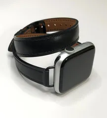 GimelZayin ブラック アップルウォッチ フルグレインレザー 本革 レザー ベルト 二重巻 38mm 40mm 41mm 42mm 44mm 45mm　メンズ レディース Apple Watch バンド