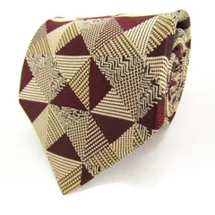 コムサデモードメン ブランド ネクタイ 格子柄 幾何学模様 シルク 日本製 PO  メンズ ベージュ COMME CA DU MODE 【中古】