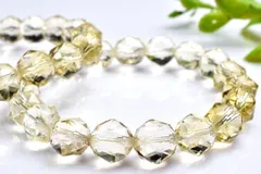 キラキラカット レモンクォーツ　10mm　スターカット グラデーション ブレスレット 1個売り パワーストーン 天然石 _BG4059-10