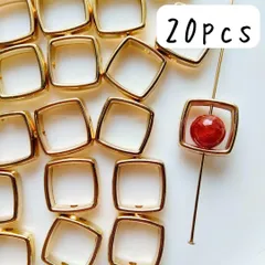 ゴールド四角中抜きパーツ ビーズ リング 輪っか ハンドメイドパーツ まとめ売り スクエア 手芸 工作 アクセサリー ピアス イヤリング 材料 個性的 おしゃれ かわいい