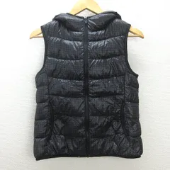 C■ユニクロ/UNIQLO ウルトラライトダウンベスト 総柄【S】黒/LADIES/ｍ13【中古】