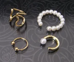 【4点セット】 パール ハート イヤーカフ イヤリング ノンホールピアス