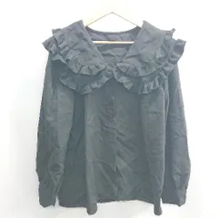 ◇ ⊇◎●未使用● angeLsize　エンジェルサイズ 首周りフリル 長袖 ブラウス サイズ2XL ブラック レディース E  【1410100004164】