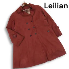 Leilian レリアン 秋冬 ウール チェック ライナー付き♪ フェイク スウェード ダブル コート Sz.9 レディース 日本製のサムネイル