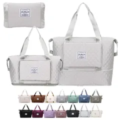 【迅速発送】MRG ボストンバッグ 旅行バッグ 大容量 キャリーオンバッグ 折り畳み トラベルバッグ トートバッグ 2WAY 軽量 コンパクト 防水 カバン バッグ サイズ調整可能 (グレー(キルティングタイプ))