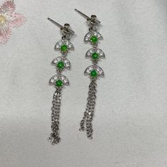 【新入荷】本翡翠保証天然翡翠ピアス S925シルバー