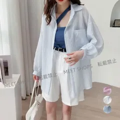 【新品未使用】ストライプ ブラウス シアーシャツ 夏服 fsjx37