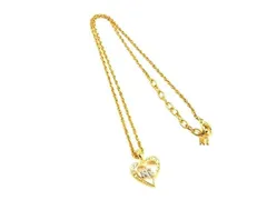 ■美品■ NINA RICCI ニナリッチ ラインストーン ハート ネックレス ペンダント アクセサリー レディース ゴールド系 DE8170