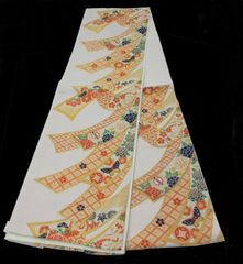 Ivy✺美品 正絹 花草文 トールサイズ 振袖 着物 A1755 振袖 身丈175cm 裄丈69cm L 袷 落款 薔薇 草花 金彩 紺色 正絹
