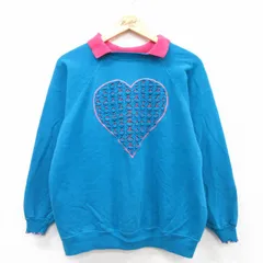 L/古着 ヘインズ 長袖 スウェット メンズ 80s ハート ラグラン 襟付き 青緑系他 25sep13 中古 スエット トレーナー トップス