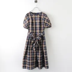 【値下げ】未使用 2024AW エムズグレイシー M'S GRACY チェック リボン フレアワンピース 38/ブラウン ドレス 半袖【2400014037838】のサムネイル