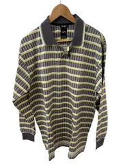 Z1504【美品】NIKE ナイキ　長袖ポロシャツ　ゴルフウェア　　チェック柄　グレー×イエロー　メンズ　サイズXL