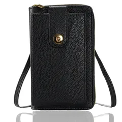 penogo スマホショルダー スマホポーチ レディース 財布 軽量 携帯 斜め掛け penogo スマホショルダー スマホポーチ レディース 財布 軽量 携帯 斜め掛け 手帳型ケース非推奨 (ブラック) [ブラック]