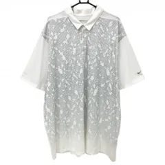 ★SALE価格★ナイキ 半袖ポロシャツ 白×グレー 前面総柄 DRY-FIT メンズ 3XL ゴルフウェア 大きいサイズ NIKE