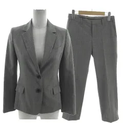 グリーンレーベルリラクシング ユナイテッドアローズ green label relaxing スーツ パンツスーツ セットアップ 上下セット ジャケット テーラードカラー シングル 2B パンツ スリム ウール混 ドットストライプ グレー 36