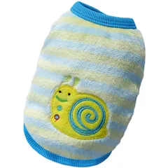 【数量限定】RIOSTUDIO 犬服 秋冬 パピーサイズ有 犬の服 秋 冬 子犬服 (XXS~XL) モコモコ ふわふわフリースベスト ノースリーブ タンクトップ パピー服 極小サイズ 犬 猫 防寒 暖かい (⑭イエローボーダー×カタツムリくんXS)