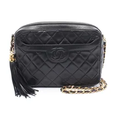 シャネル CHANEL ショルダーバッグ マトラッセ ブラック ラムスキン（羊革） ダイヤステッチ ココマーク フリンジ チェーンショルダー レディース Used A