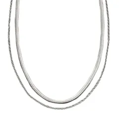 【シルバー × ワンサイズ】[Cream dot. クリームドット公式] ネックレス レディースステンレス製 金属アレルギー つけっぱなし サージカルステンレス ショート スネークチェーン 2連 重ねづけ レイヤード 大人 シンプル