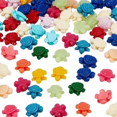 nbeads タートル ビーズ 50 個 ウミガメビーズチャーム 彫刻スペーサー タートルビーズ 染色イミテーション ヒスイタートルビーズ Diy ブレスレットネックレスイヤリングジュエリー クラフトメイキング 穴：1.2mm