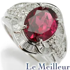 【新品仕上済】 ロードライトガーネット 4.58ct ダイヤモンド 0.8ct プラチナ Pt900 ヘイローデザインリング 14号 レディース 返品OK