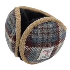 [スリーピング シープ] ハリスツイード Harris Tweed イヤーマフ イヤーウォーマー 耳当て 裏ボア 起毛 防寒 寒さ対策 折畳み 男女兼用 コンパクト イヤーマフラー グレー・ワインチェック2
