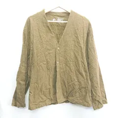 ◇ ⊇ 無印良品 コットン100％ 長袖 カーディガン サイズSM カーキ レディース E  【1502060021777】