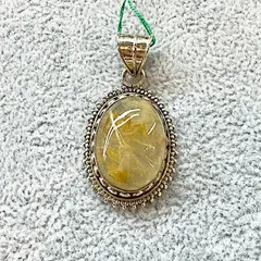 ペンダントトップ ルチルクォーツ レディース 金運 ゴールド エネルギー 天然石 オーバル シルバー925 天然石 925刻印 ハンドメイド 一点もの 手作り ヴィンテージ カジュアル ユニセックス メンズ