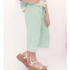 Bee【クーポン利用で20％OFF♪】ワイドパンツ◇サックスブルー×七分丈PT◇韓国子供服 韓国子ども服 韓国こども服 キッズ 女の子 100 110 120 130 140 150