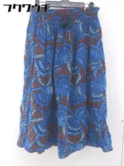 ◇ studio CLIP ウエストゴム　総柄　プリント 膝下丈 ギャザー スカート サイズF ネイビー　ブラウン レディース 【中古】 【1105250006235】