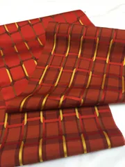 «花ラブリ»ACT200CS　雨コート用生地　新品　雨コート　撥水　反物　赤　朱色系　格子　リメイク　着物　子供服　エコバック